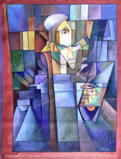 Cubism inspired artistic wall finish