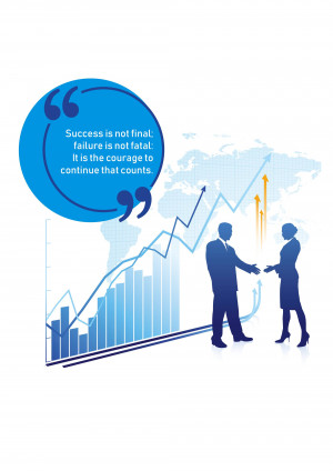 Image depicting business success, growth, and a handshake.