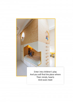 Modern children's bedroom with built-in bunk beds and playful design