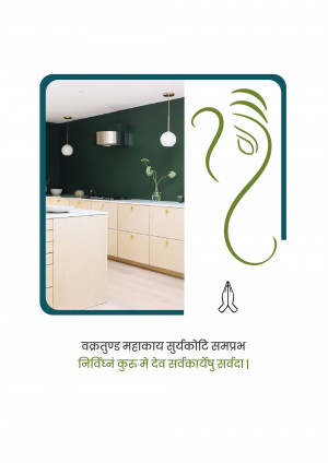 Image of Lord Ganesha with a modern kitchen background