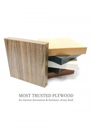 Stack of plywood samples in various wood finishes