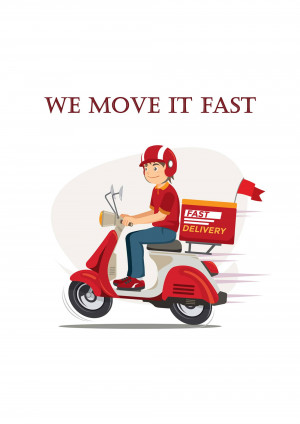 Illustration of a delivery person on a scooter