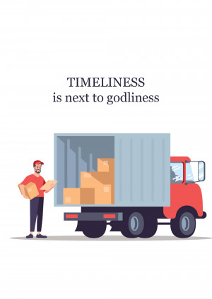 Illustration of a delivery man with a truck full of boxes