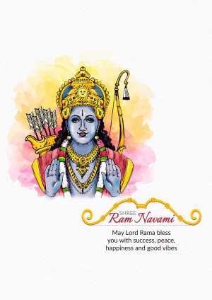 Illustration of Lord Rama with a bow and arrow, celebrating Ram Navami