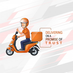 Cartoon illustration of a delivery driver on a scooter