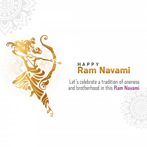 Illustration of Lord Rama with bow and arrow for Ram Navami
