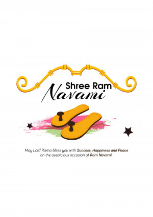 Shree Ram Navami festive graphic with sandals and text
