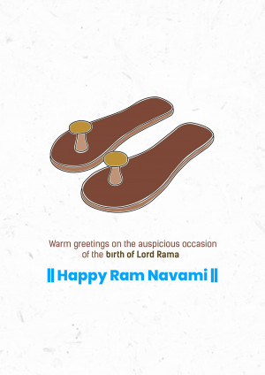 Illustration of traditional Indian sandals (Paduka) with Ram Navami greetings.