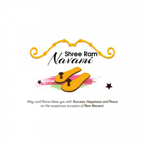 Shree Ram Navami festive graphic with sandals and text