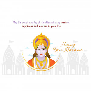 Ram Navami illustration with Lord Rama and temple background