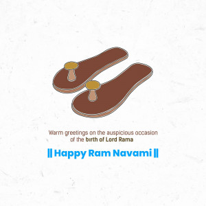 Illustration of brown sandals with a Ram Navami greeting.