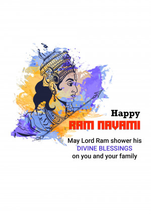 Illustration of Lord Rama with Ram Navami wishes
