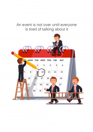 Illustration of businessmen managing a calendar and event deadline.