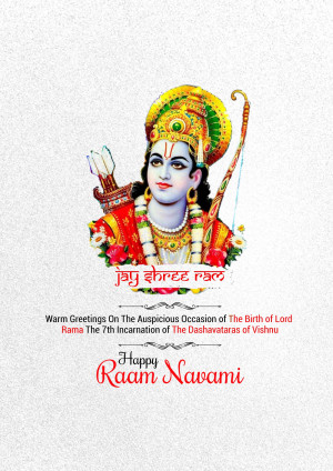 Image of Lord Rama with text 'Jay Shree Ram' and 'Ram Navami' greetings