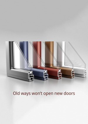 A lineup of window frames in various colors, showcasing modern design.