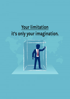 Man reaching out of a box, symbolizing overcoming limitations.