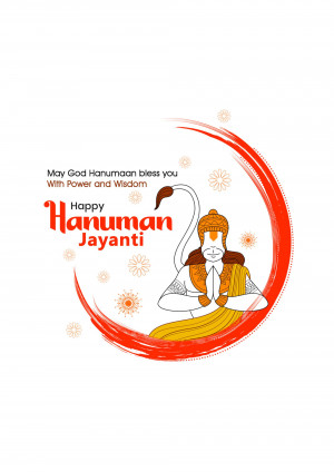 Hanuman Jayanti illustration with Hanuman in a meditative pose