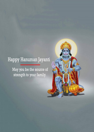Image depicting Lord Hanuman with a festive greeting for Hanuman Jayanti