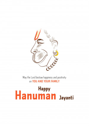 Illustration of Lord Hanuman's face with text 'Happy Hanuman Jayanti'