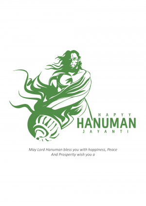 Illustration of Lord Hanuman with 'Happy Hanuman Jayanti' text