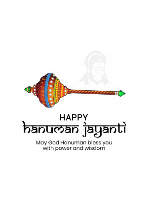 Hanuman Jayanti greeting with mace and Hanuman image