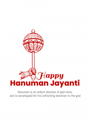 Hanuman Jayanti greeting with a mace and text