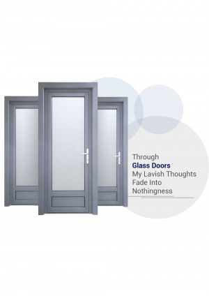 Three gray glass doors with silver handles