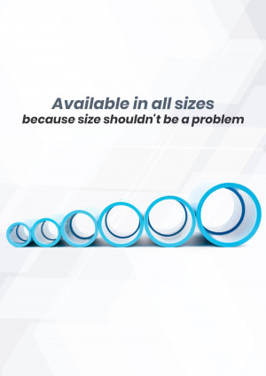 Assortment of blue pipes in varying sizes