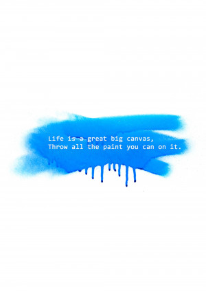 Blue paint splash with inspirational quote