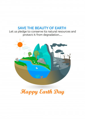 Illustration depicting environmental degradation and the need for conservation on Earth Day.