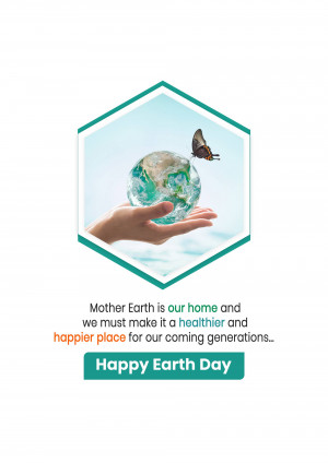Hands holding a glass globe with a butterfly, Earth Day message