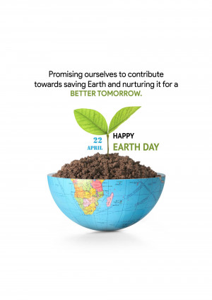 Earth Day concept with a plant growing from a globe