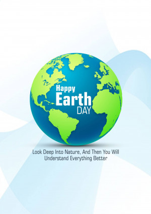 Earth Day graphic with a globe and text