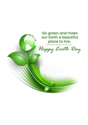Earth Day graphic with a globe and green leaves