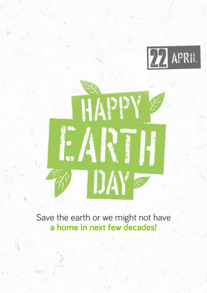 Happy Earth Day graphic with leaves and a call to action