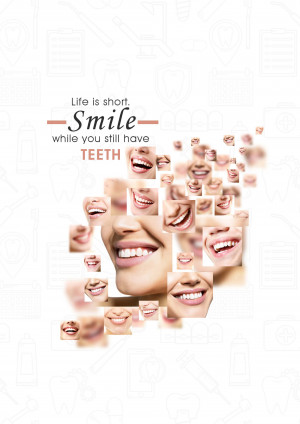 Collage of smiling faces with a motivational quote.