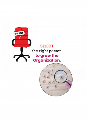 Image depicting a vacant office chair and a search for the right candidate.