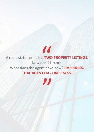 Quote about real estate agent success with a skyscraper background