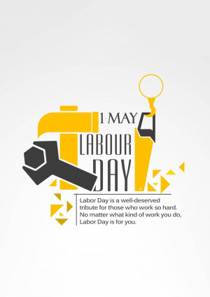 Labour Day graphic with tools and text