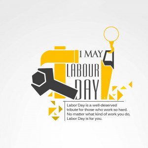 Labour Day graphic with wrench and text