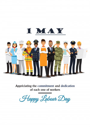 Illustration of diverse workers celebrating Labour Day