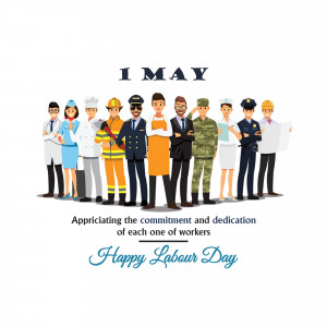 Illustration of diverse workers celebrating Labour Day