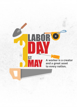 Labor Day graphic with tools and text