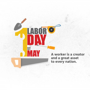 Illustration for Labor Day featuring tools and text