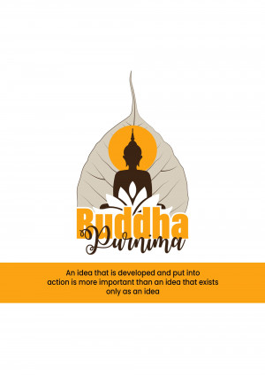Buddha Purnima graphic with a Bodhi leaf and Buddha silhouette