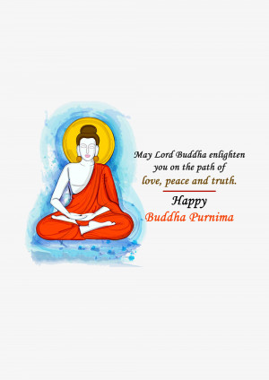 Illustration of Buddha with a message for Buddha Purnima