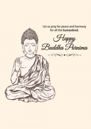 Illustration of Buddha with a message for peace and harmony