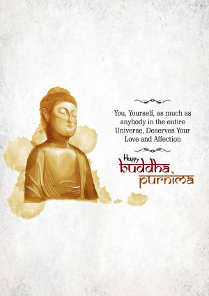 Illustration of Buddha with a motivational quote for Buddha Purnima
