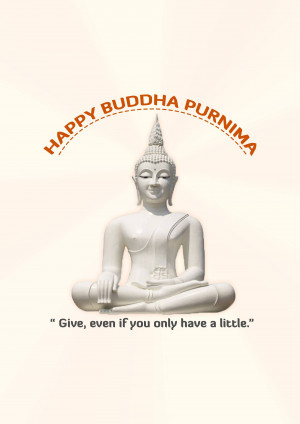 Image of Buddha statue with 'Happy Buddha Purnima' text