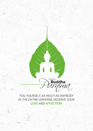 Image depicting Buddha meditating within a Bodhi leaf for Purnima celebrations.